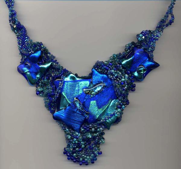 Blue & Turquoise Freeform Glass Necklace