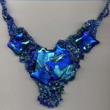 Blue & Turquoise Freeform Glass Necklace