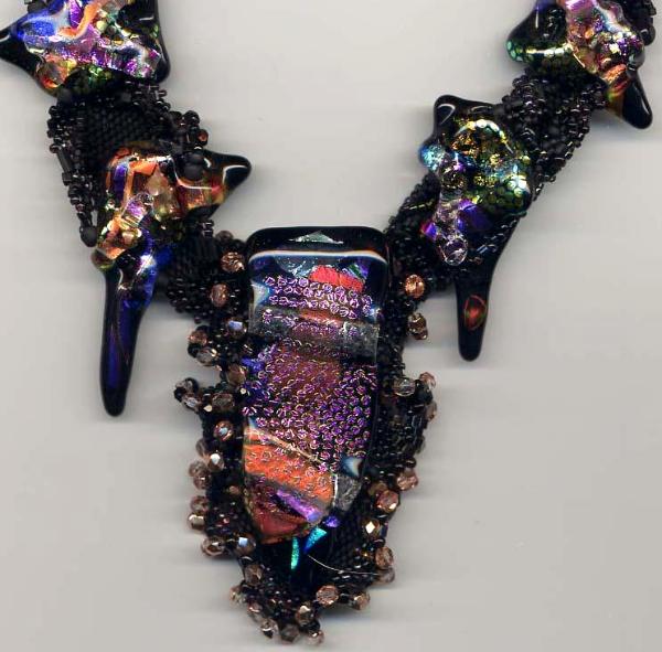 Copper & Black Freeform Peyote Stitch Necklace