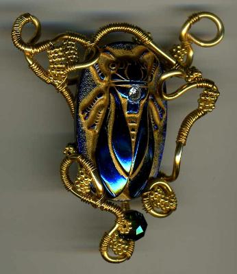 Wire Wrapped Scarab Pendant