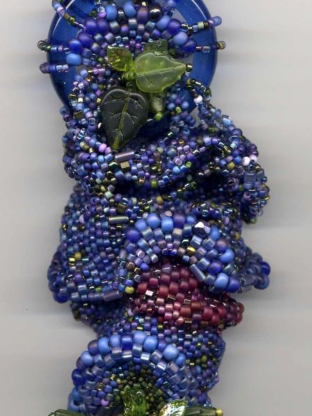 Blue Green & Maroon Freeform Peyote Stitch Amulet