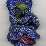 Blue Green & Maroon Freeform Peyote Stitch Amulet