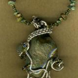 Green Stone Wire Wrapped Necklace #3