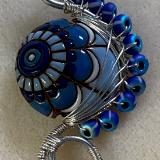 Blue ceramic bead pendant