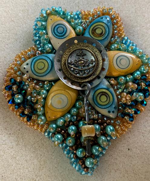 Yellow and turquoise pendant