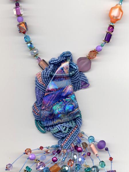 Freeform Micro Macrame Dicroic Necklace