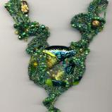 Green Fused Glass Freeform Peyote Stitch Necklace