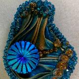 Turquoise and Gold Shibori pin