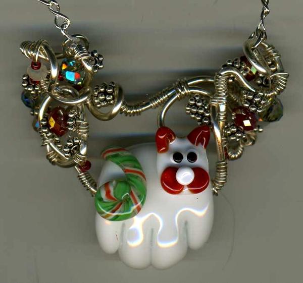 White Christmas Cat Necklace
