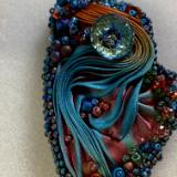 Turquoise and rust pin