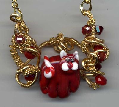 Red Christmas Cat Necklace