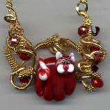 Red Christmas Cat Necklace