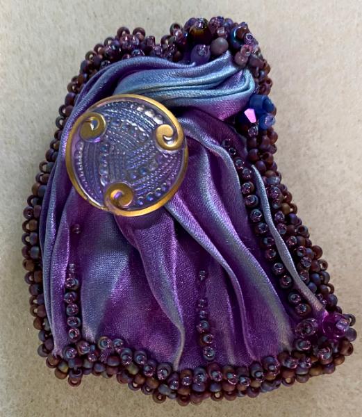 Purple silk Shibori pin