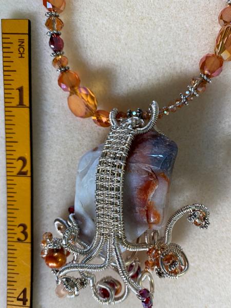 Rust quartz wire wrapped necklace