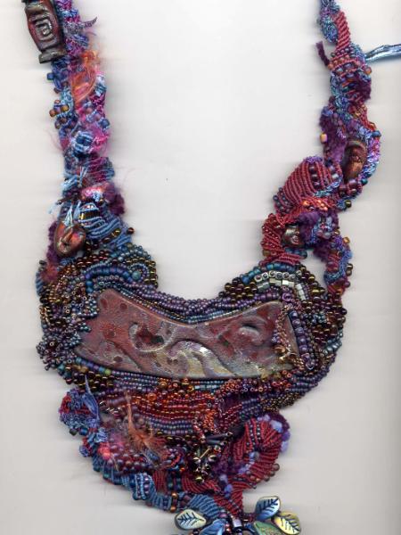 Freeform Macrame and Bead Embroidery Necklace