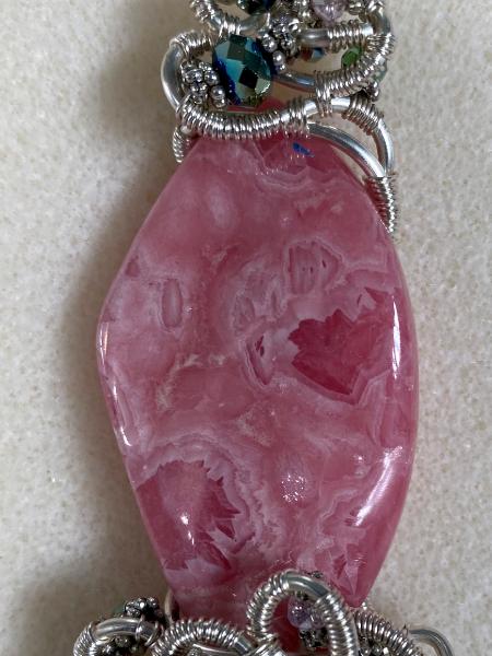 Rhodochrosite wire wrap pendant