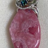 Rhodochrosite wire wrap pendant