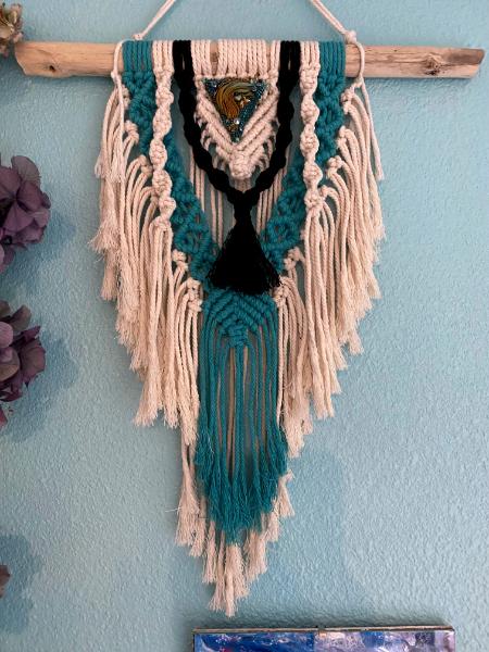 SOLD  White /turquoise Macrame