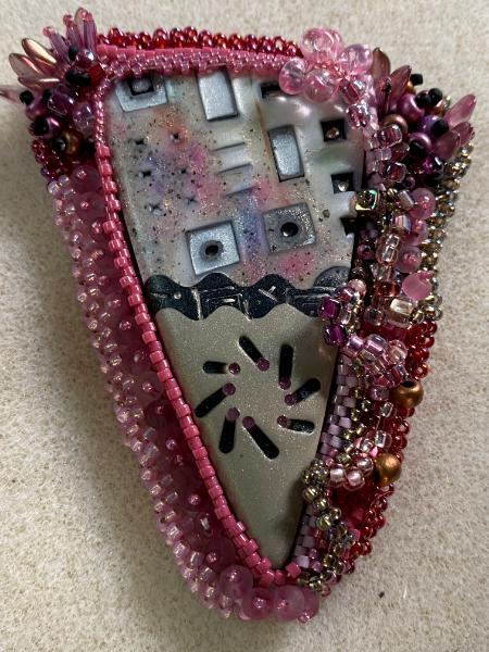Pink and black Polymer pendant