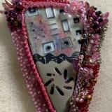 Pink and black Polymer pendant