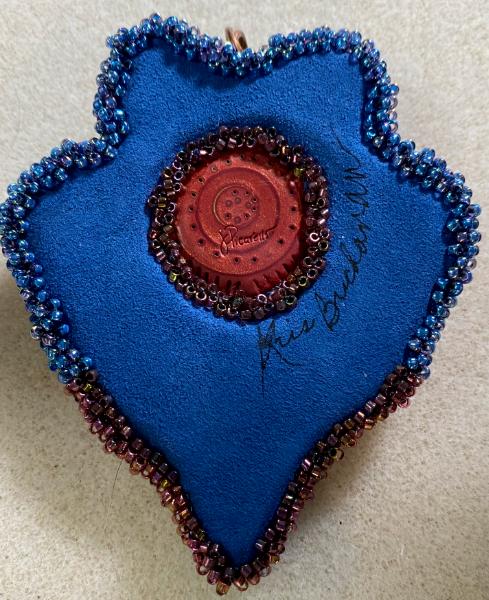 Rust and blue Polymer pendant