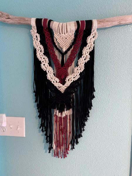 SOLD  Black/white/maroon Macrame