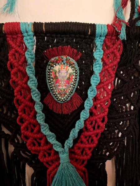SOLD  Black/maroon Macrame