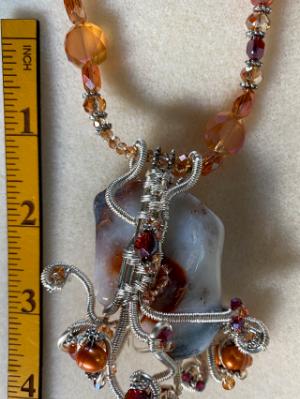 Rust quartz wire wrapped necklace