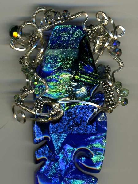 Wire Wrapped Fuzed Glass Pendant