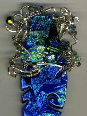 Wire Wrapped Fuzed Glass Pendant